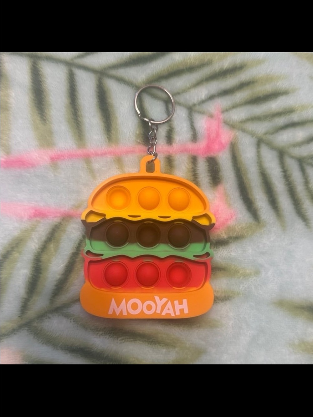 Cheeseburger Pop It Keychain Fidget Toy Mooyah Burger Silicone Bubble Sensory